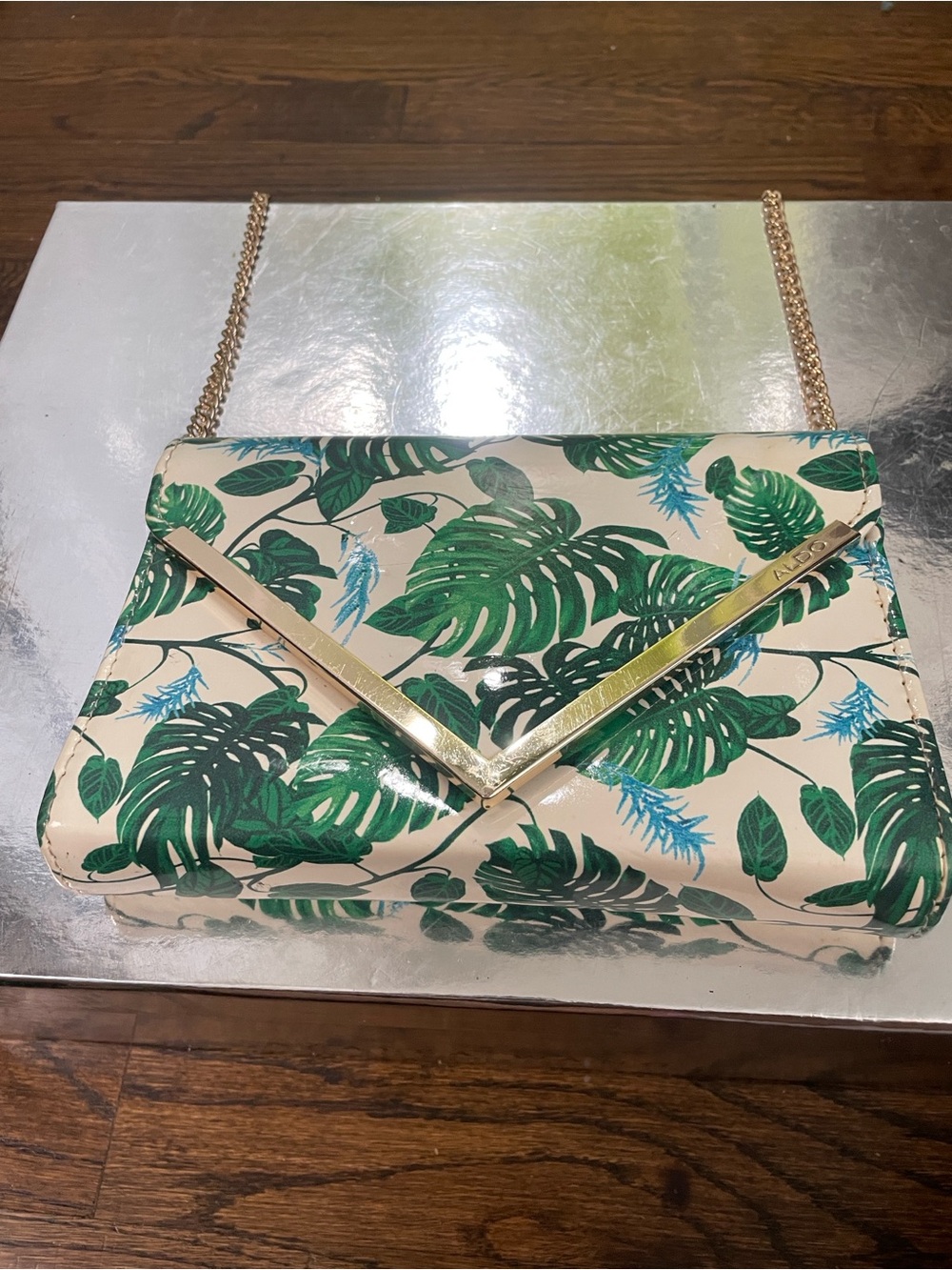 ALDO Tropical Monstera Leaf Convertible Envelope Clutch / Crossbody Bag